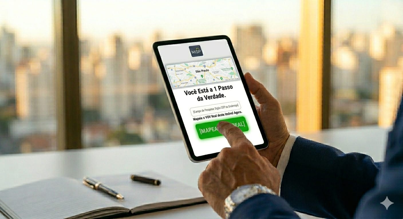 Tablet mostrando MISP — Você Está a 1 Passo da Verdade